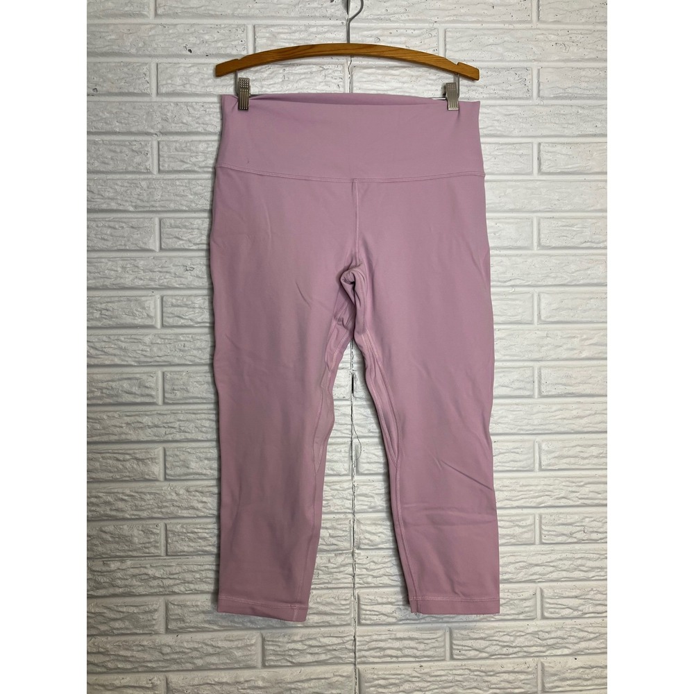 Lululemon double layer align cropped leggings pink purple women's size 14‎